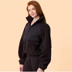 Blogilates Women's Bonfire Fleece Jacket, Full Zip, Black, Sz 1X, NWT